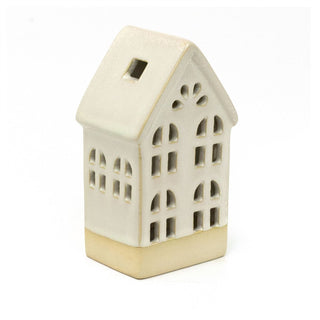 LED Sandy House Ornament | Ceramic Light - Up Miniature Village House - 14cm