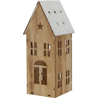 LED Wooden Christmas House | Light Up House Christmas Village Ornament - 25cm