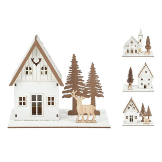 Light Up Wooden Christmas House | LED Winter Scene Ornament Christmas Decoration