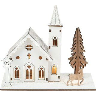 Light Up Wooden Christmas House | LED Winter Scene Ornament Christmas Decoration