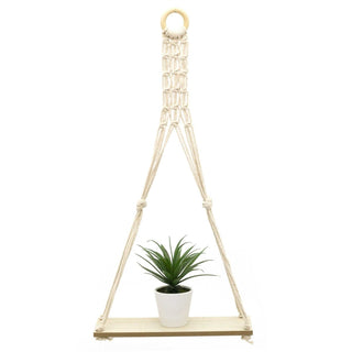 Macrame Wall Hanging Shelf | Rope Floating Shelf Wooden Shelf For Wall | Boho Decor Swing Shelf