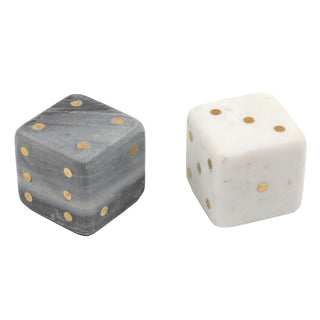 Marble Dice Ornament | Decorative Die with Gold Inlay | Large Stone Dice - 7cm