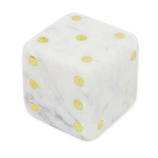 Marble Dice Ornament | Decorative Die with Gold Inlay | Large Stone Dice - 7cm