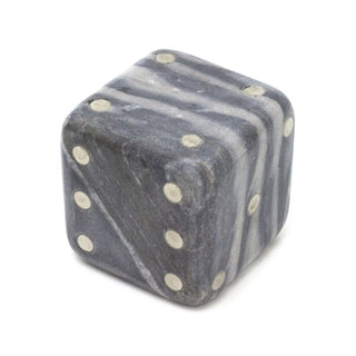 Marble Dice Ornament | Decorative Die with Gold Inlay | Large Stone Dice - 7cm