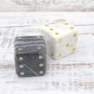 Marble Dice Ornament | Decorative Die with Gold Inlay | Large Stone Dice - 7cm