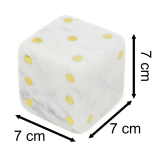 Marble Dice Ornament | Decorative Die with Gold Inlay | Large Stone Dice - 7cm