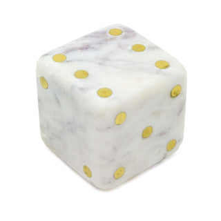 Marble Dice Ornament | Decorative Die with Gold Inlay | Large Stone Dice - 7cm