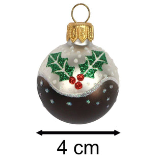 Mini Christmas Pudding Bauble | Small Hanging Ornament for Christmas Tree - 4cm