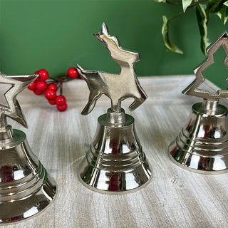 Mini Silver Nickel Christmas Bell | Small Hand Bell Dinner & Service Bell - 10cm