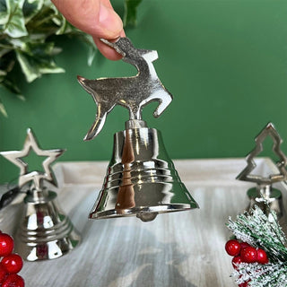 Mini Silver Nickel Christmas Bell | Small Hand Bell Dinner & Service Bell - 10cm