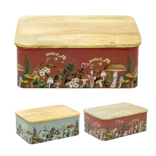 Mushroom Storage Tin | Woodland Toadstool Kitchen Canister with Lid - 25.5cm