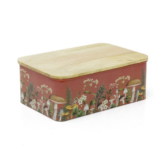 Mushroom Storage Tin | Woodland Toadstool Kitchen Canister with Lid - 25.5cm