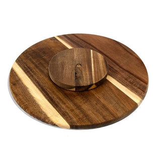 Mushroom Wooden Lazy Susan | Round Rotating Turntable Serving Tray - 35cm