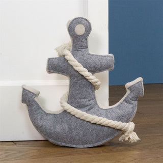 Nautical Anchor Doorstop | Grey Fabric Ship Anchor Shaped Door Stop - 29cm