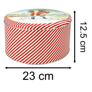 Nostalgic Santa Christmas Cake Tin | Festive Round Kitchen Storage Tin - 23x12cm