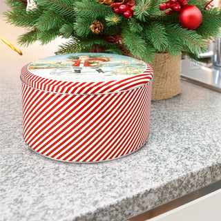 Nostalgic Santa Christmas Cake Tin | Festive Round Kitchen Storage Tin - 23x12cm