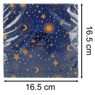 Pack of 20 Celestial Napkins | Sun, Moon & Stars Disposable Paper Napkins - 30cm