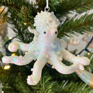 Pale Blue Octopus Christmas Bauble | Resin Sea Creature Tree Ornament - 9cm