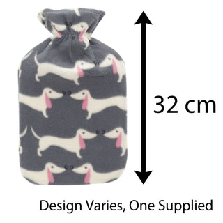 Patterned Fleece Hot Water Bottle | Hot Water Bottle With Cover | Natural Rubber Hot Water Bottles - Design Varies One Supplied