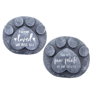 Paw Print Pet Memorial Stone Garden Marker | Commemorative Graveside Ornament | Grave Memory Plaque