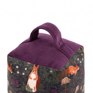 Pineberry Forest Velvet Doorstop | Woodland Squirrel Door Stop with Handle 18cm