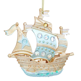 Pirate Ship Christmas Bauble | Nautical Ship Christmas Tree Ornament - 8cm