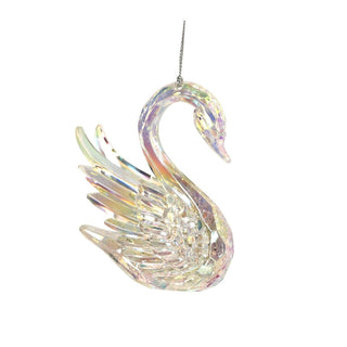 Rainbow Iridescent Swan Christmas Bauble | Bird Christmas Tree Ornament - 10cm