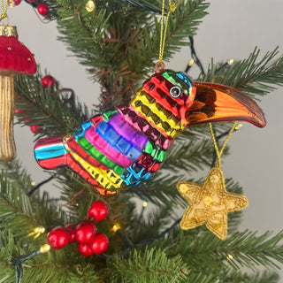 Rainbow Toucan Christmas Bauble | Tropical Bird Christmas Tree Ornament - 12cm