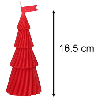 Red Christmas Tree Shaped Candle | Unscented Novelty Xmas Tree Candle - 17cm