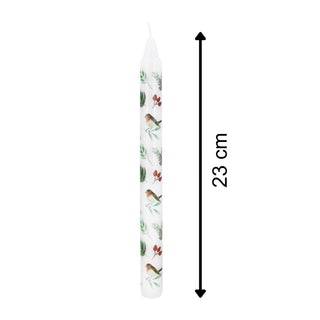 Robins & Rosehips Dinner Candle | Tall Unscented Taper Christmas Candle - 23cm