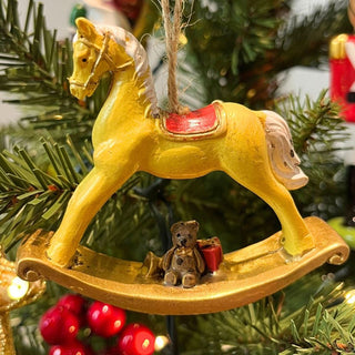 Rocking Horse Bauble | Resin Decoration Christmas Tree Hanging Ornament - 6.5cm