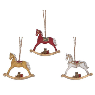 Rocking Horse Bauble | Resin Decoration Christmas Tree Hanging Ornament - 6.5cm