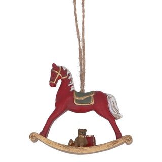 Rocking Horse Bauble | Resin Decoration Christmas Tree Hanging Ornament - 6.5cm