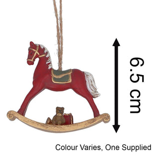 Rocking Horse Bauble | Resin Decoration Christmas Tree Hanging Ornament - 6.5cm