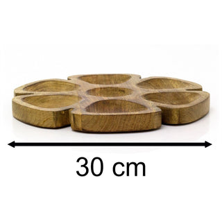 Round Wooden Snack Tray | 7 - Section Dip & Nibble Party Serving Platter - 30cm