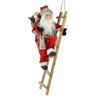 Santa on a Ladder Figurine | Traditional Climbing Father Christmas Decoration - 65cm