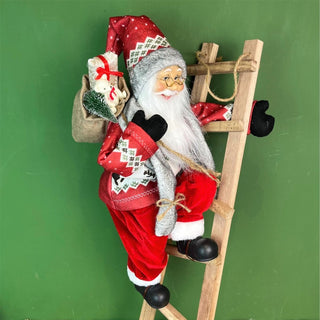 Santa on a Ladder Figurine | Traditional Climbing Father Christmas Decoration - 65cm