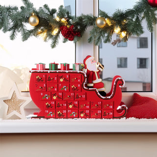 Santa Sleigh Christmas Advent Calendar | Fill Your Own Wooden Calendar - 35x23cm