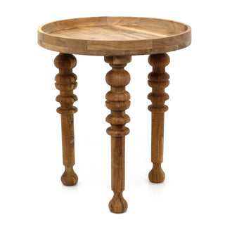 Set of 2 Acacia Wood Side Tables | 2 - piece Antique Rustic End Tables