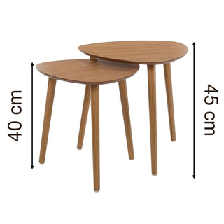 Set of 2 Scandi Style Nesting Tables | Living Room Wooden Accent End Tables