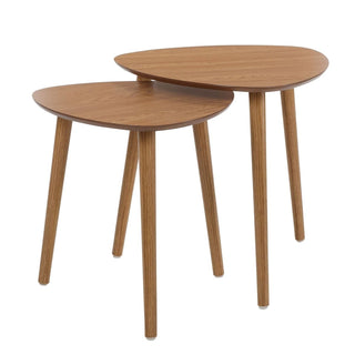 Set of 2 Scandi Style Nesting Tables | Living Room Wooden Accent End Tables