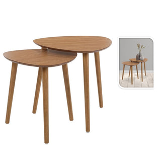 Set of 2 Scandi Style Nesting Tables | Living Room Wooden Accent End Tables