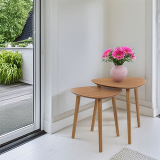 Set of 2 Scandi Style Nesting Tables | Living Room Wooden Accent End Tables