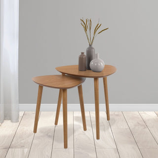 Set of 2 Scandi Style Nesting Tables | Living Room Wooden Accent End Tables