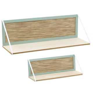 Set Of 2 Wooden Floating Display Shelves | Pack Of 2 Wood Shelf Storage Racks | Modern Shelving Sets