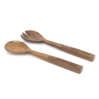 Set Of 2 Wooden Salad Servers Salad Tongs Salad Hands | 2 Piece Salad Fork Salad Spoon | Pasta Salad Serving Utensils