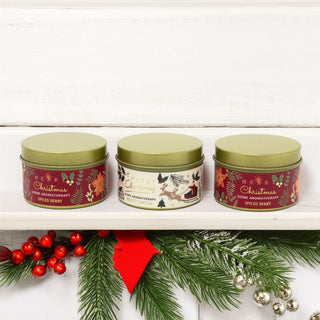 Set of 3 Christmas Scented Tin Candles | Festive Trio of Christmas Candles