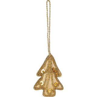 Set of 3 Christmas Tree Hanging Decorations | Gold Baubles Star Tree Heart