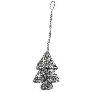 Set of 3 Christmas Tree Hanging Decorations | Silver Baubles Star Tree Heart