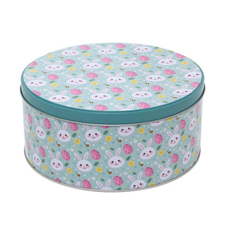 Set of 3 Easter Nesting Tins | 3 - piece Bunny & Easter Egg Round Storage Tins